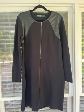 Lauren Ralph Lauren Black Long Zip-Front Trench Coat